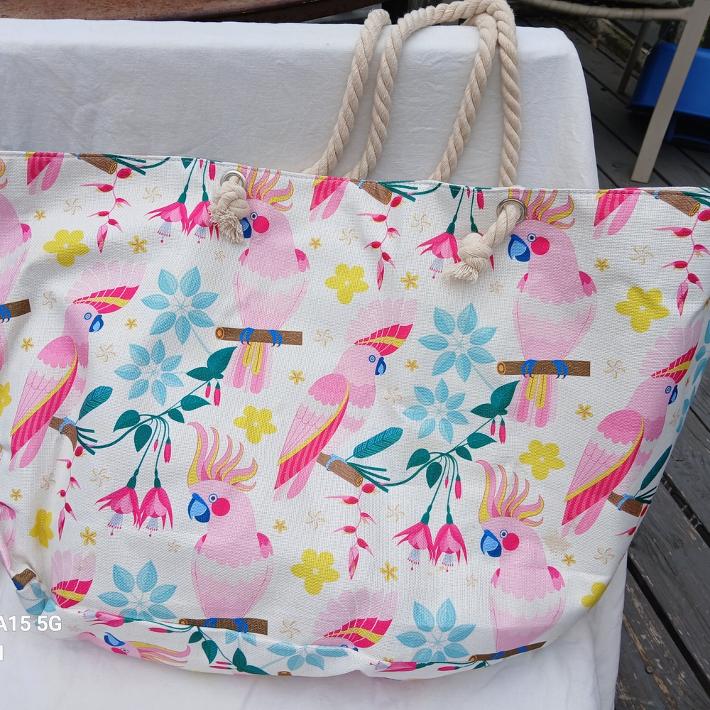 Colorful Parrot Print Tote Bag